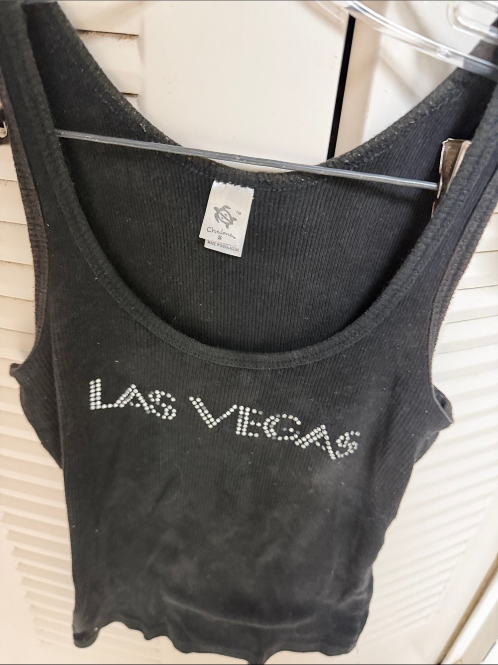 Chelsea & Theodore Black Studded 'LAS VEGAS' Ribbed Tank